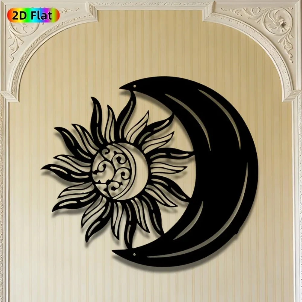 Décoration Murale Métallique Soleil et Lune, Antirouille, Thème Céleste, Rustique, Unique, pour Intérieur, Maison, Style Bohème, Cottage, Patio, Cadeau
