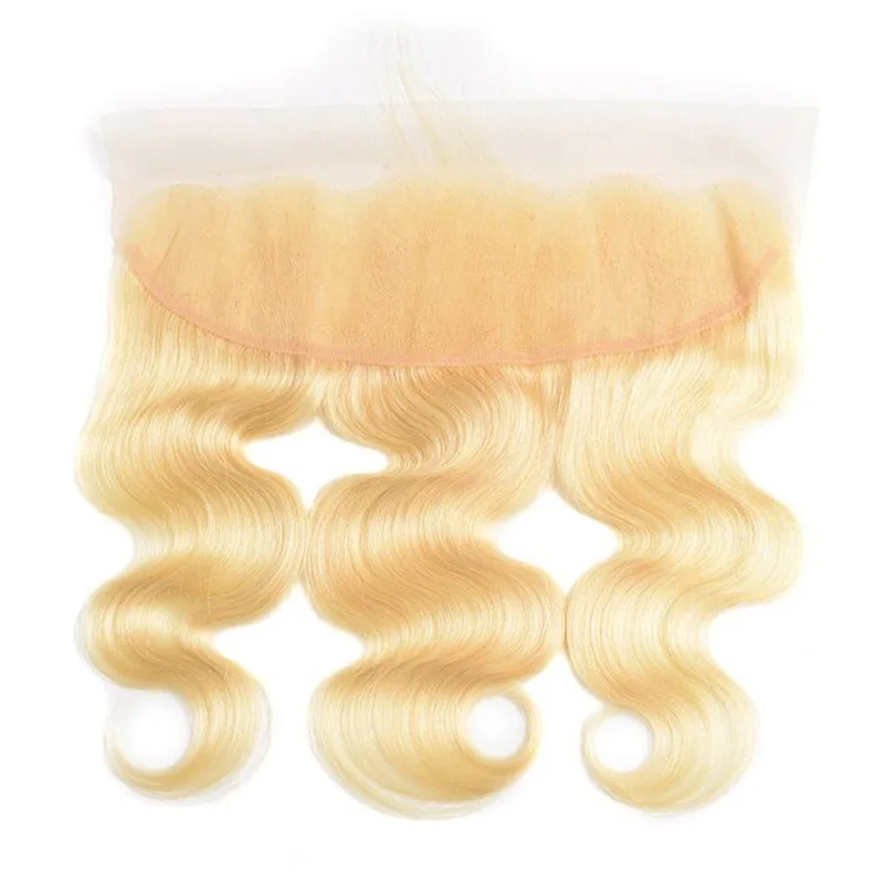 Human Hair 613 Blonde Body Wave 13x4 Lace Frontal 10-22 Inch 150% Density Full End Pree Part Brazilian Virgin Hair Pre-Plucked