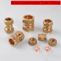 Fit 4/6/8/10/12/14/15/16/18/22/25/35/42mm Tube OD Brass Compression Pipe Fitting Connector Coupling Adapter with Ferrule Ring