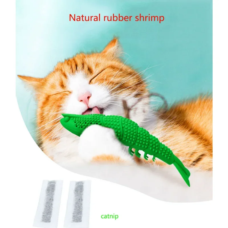 New Cat Mint Silicone Fish, Crayfish, Toothbrush, Cat Toy, Bite Self Hi, Relieve Depression, Grind Teeth, and Clean Teeth