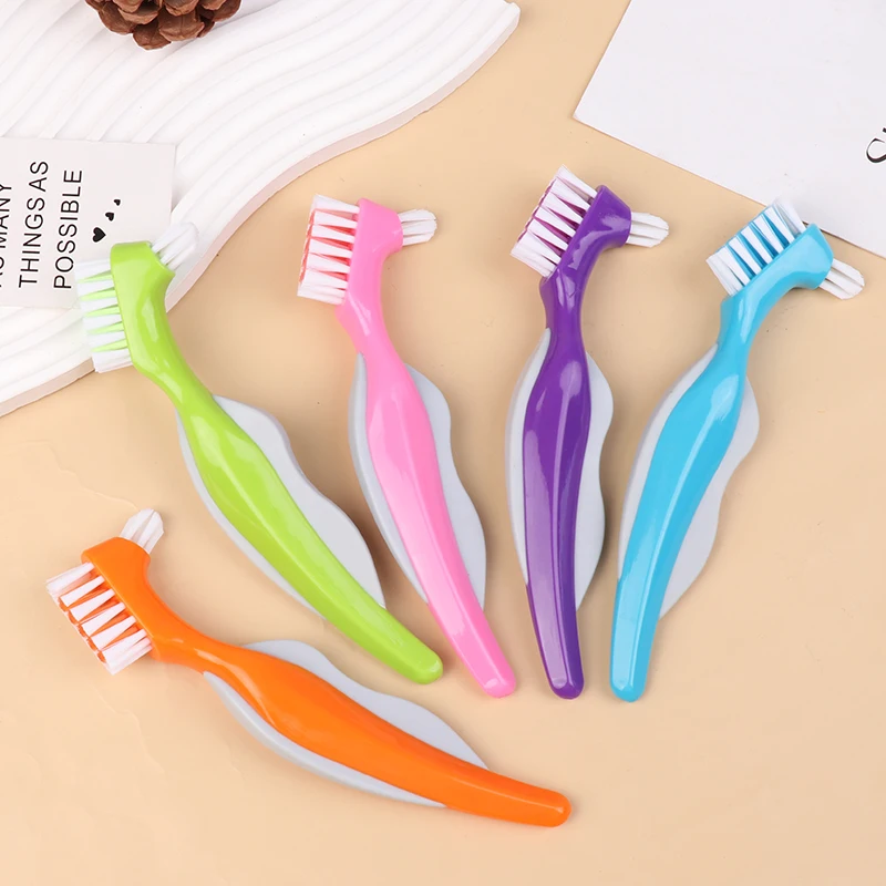 Denture Cleaning Brush Dual Heads Gum Cleaner For Men Women Multi-Layered Bristles False Teeth Brush Oral Cleaning Tools