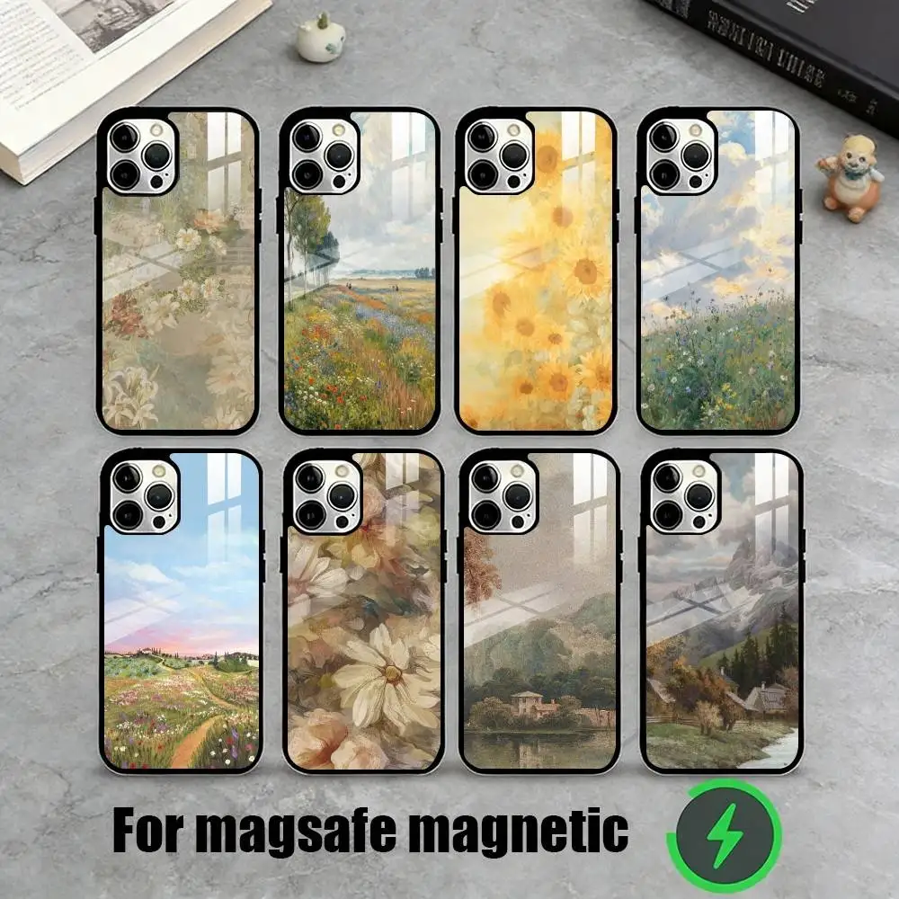 

Retro European Landscape Painting Phone Case For iPhone17,16,15,14,13,12,11 Plus,Pro Magnetic with Magsafe Wireless Charging