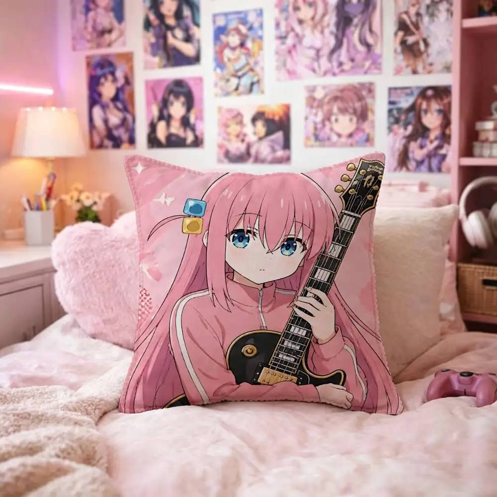 Bocchi The Rock! Pillow Case Fashion Square Pillowcase Bedroom Sofa Room Ins Decoration Leisure