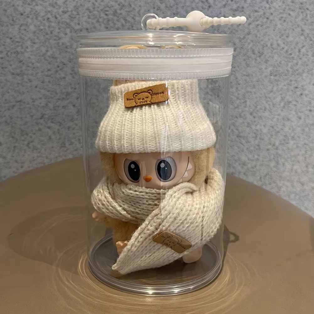 For labubu small red can cotton doll out Transparent PVC Mystery Box Organizer Box Keychain Chain Bag Mystery Toy Storage Boxes