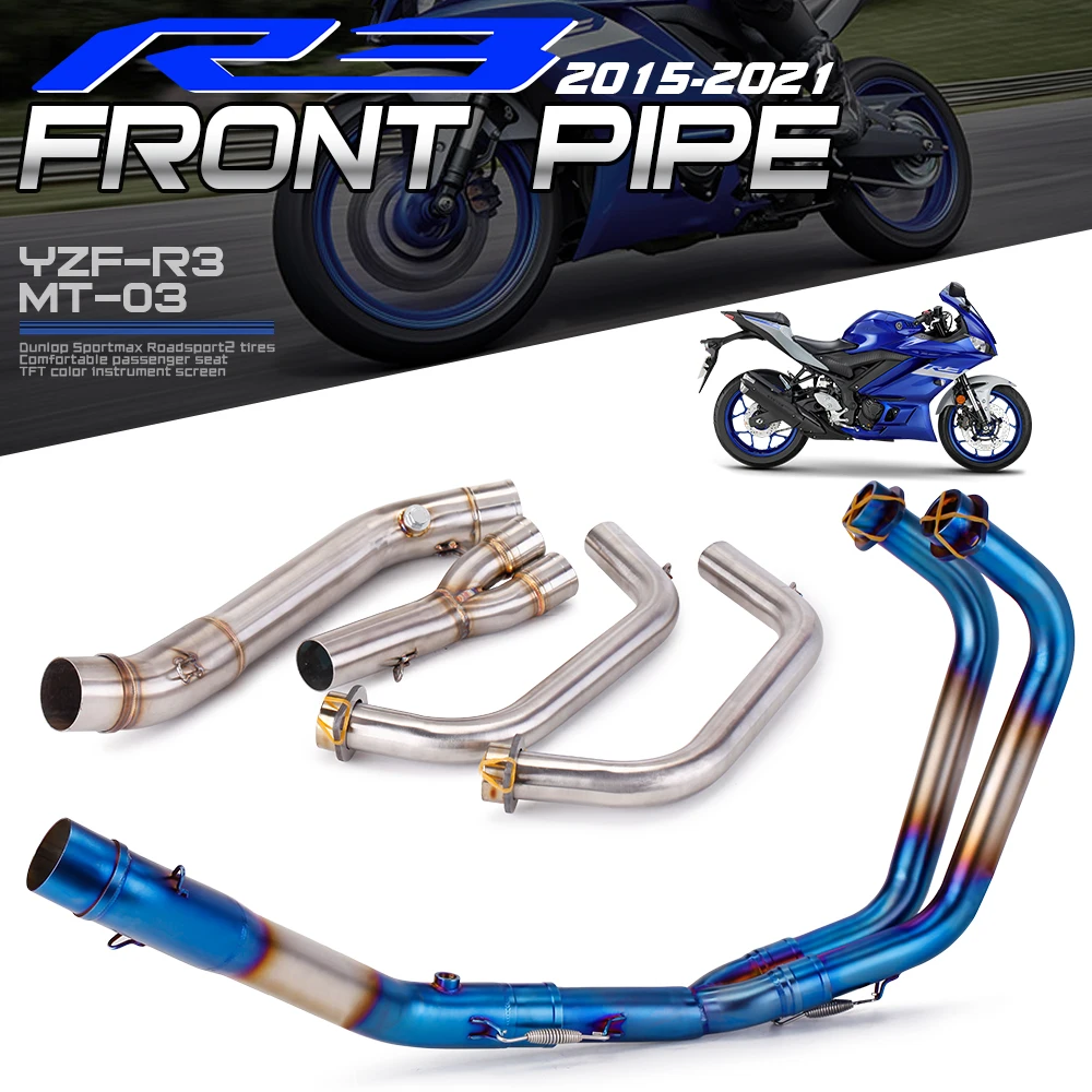 Per YZF R25 R3 MT03 2015-2021 senza scarico sistema di scarico completo tubo in acciaio inossidabile tubo anteriore scorrevole YZF MT03R25R3