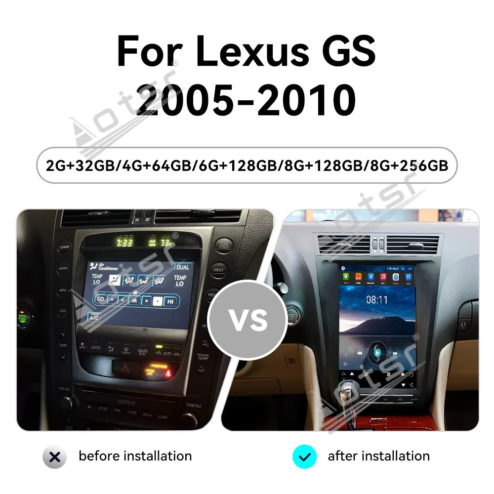 12.8'' HD Touch Screen Android 13 For Lexus GS Base Model 2005-2010 Car GPS Navigation System with CarPlay Infotainment Unit