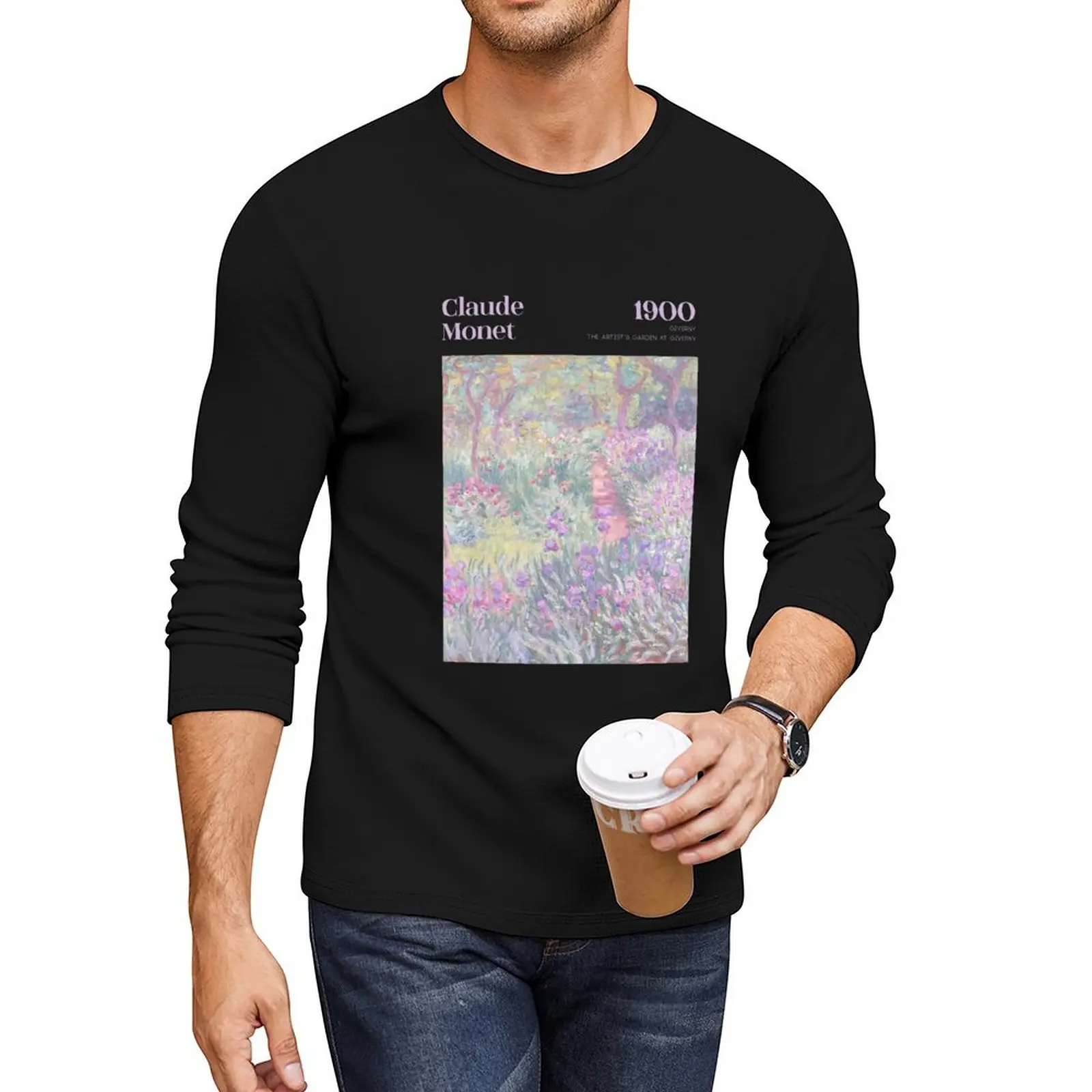 

The Artist's Garden at Giverny by Claude Monet, Lavender Lilac Purple Long T-Shirt quick drying shirt mens plain t shirts