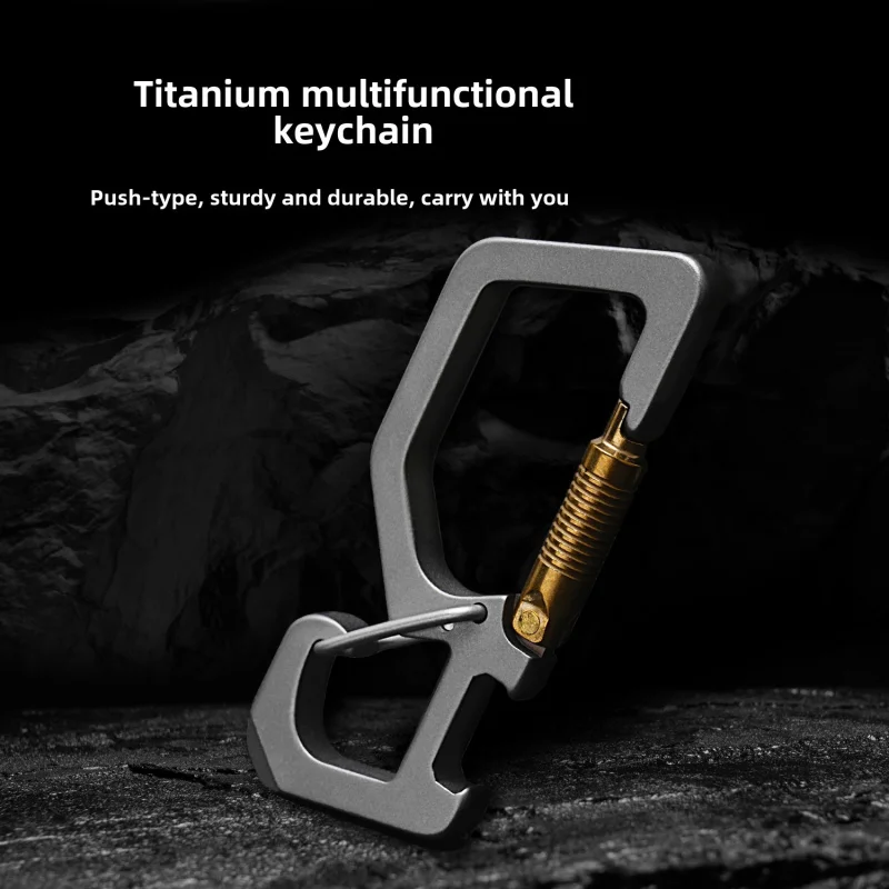 Titanium alloy keychain men's portable hanging buckle simple car hanger outdoor bottle opener multi-functional tools