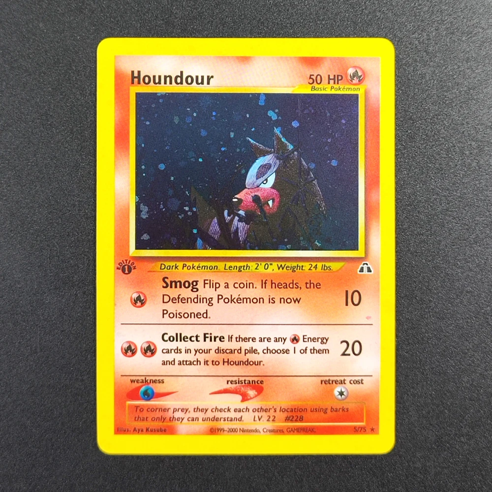 

Коллекционная карта Покемон: Houndour 5/75 Super Rare, серия Gym Challenge 1st, классическая аниме-карта, игрушка