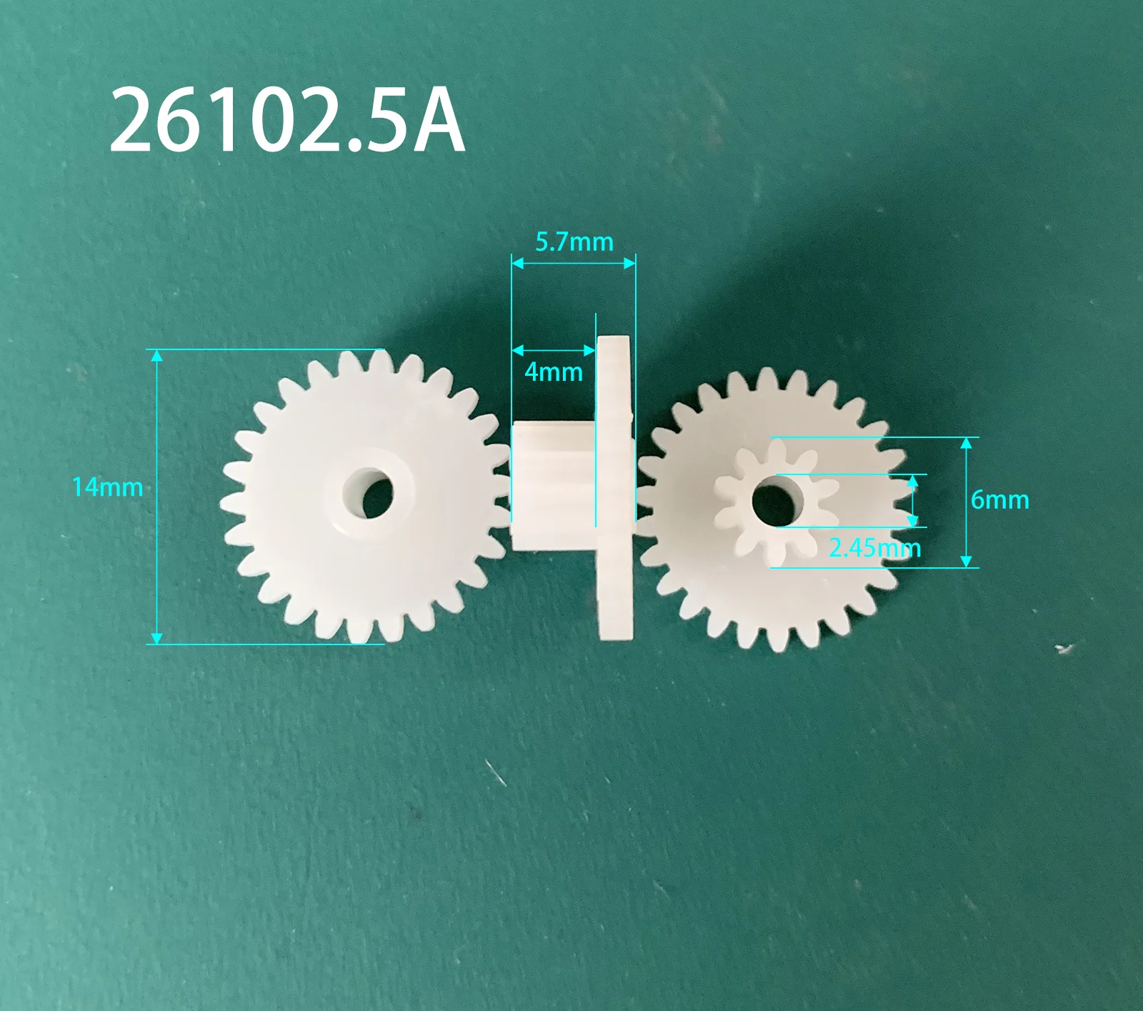 26102.5A 26102.5B 0.5M Gear 14mm Diameter 26 Teeth + 10 Teeth POM Plastic Pinion 2.5MM Motor Shaft Toy Parts Wheels 10pcs/lot