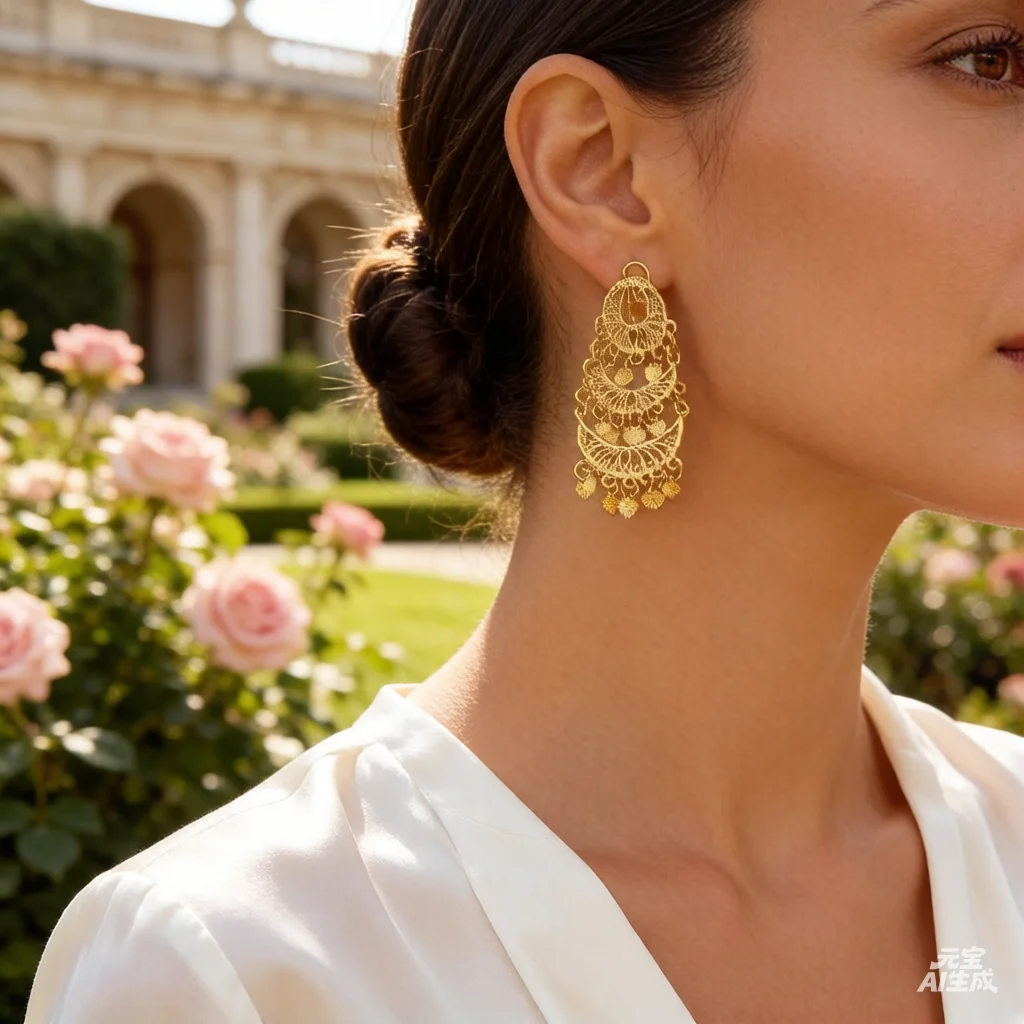 

Algeria Wedding Gold Color Earring Fashion Jewelry Moon Alloy EarringsFor Women Long Drop Earring Bride Wedding