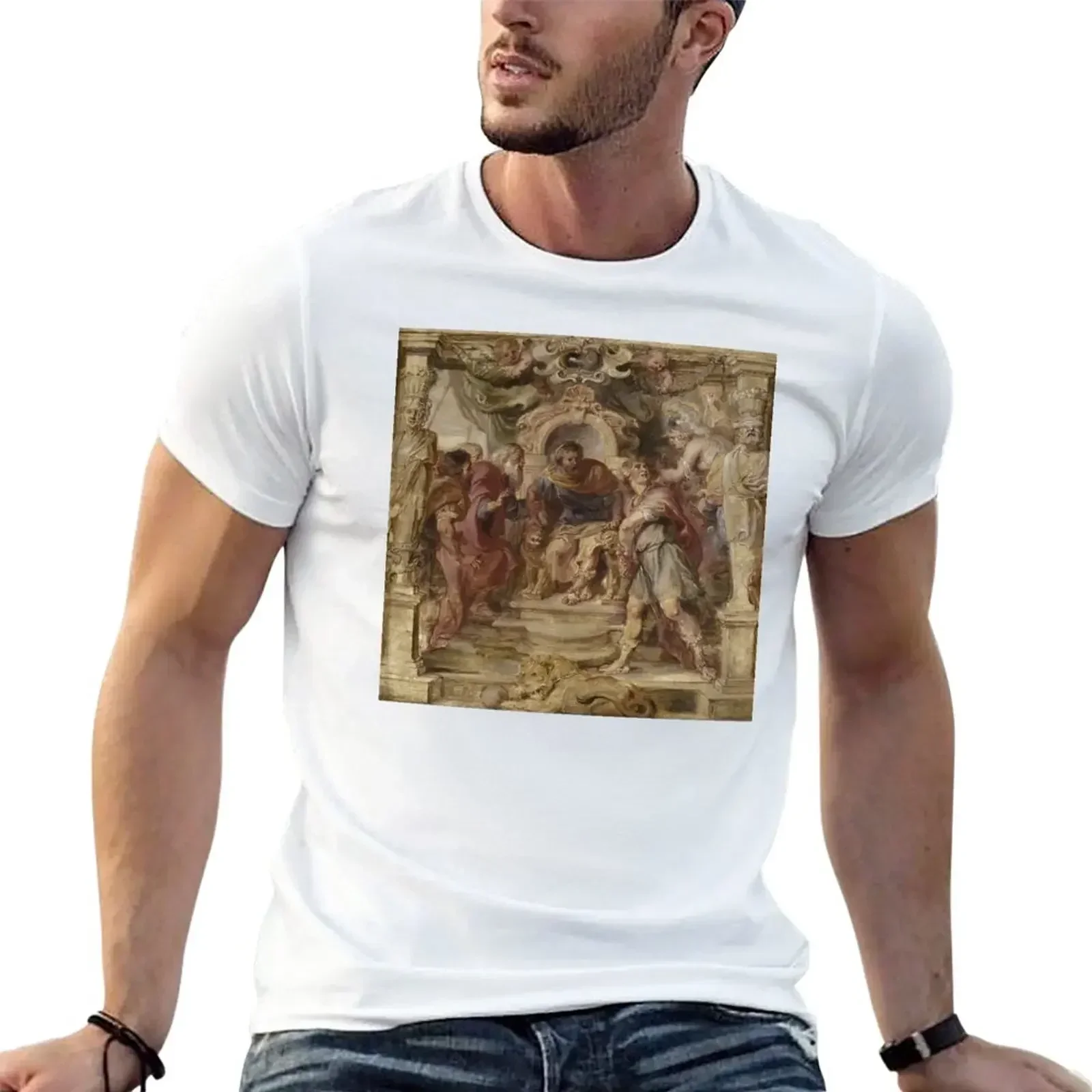 2024 100% Cotton The Wrath of Achilles T-Shirt oversized sweat boys animal print T-shirts for men oversized streetwear vintage