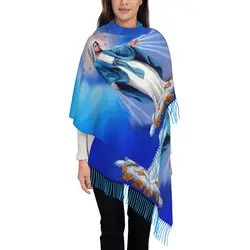 Custom Catholic Virgin Mary Tassel Scarf Women Soft Our Lady of Fatima Shawl Wrap Ladies Winter Scarves