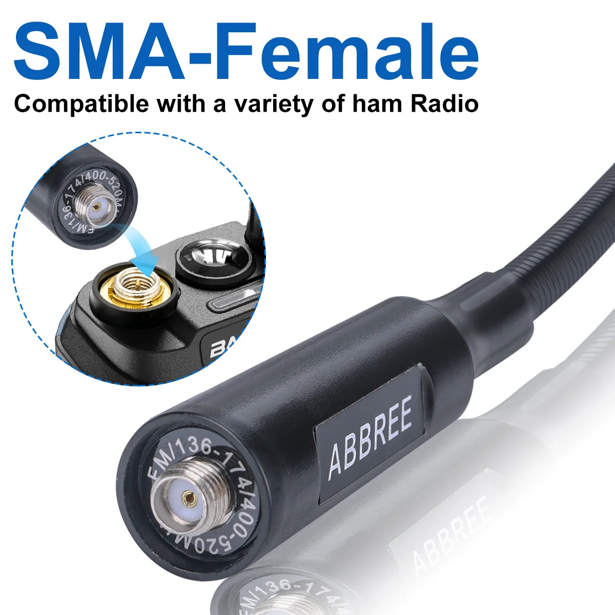 ABBREE AR-166 Antena Walkie Talkie Cuello Cisne SMA-Hembra UHF VHF - imagen 4