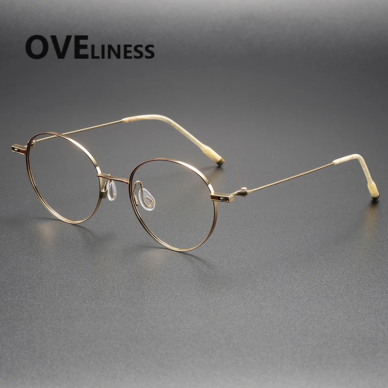 

Pure Titanium Glasses Frame Men Round Eyeglasses frames Women Brand Design Ultralight Vintage Eyewear High Quality spectacles