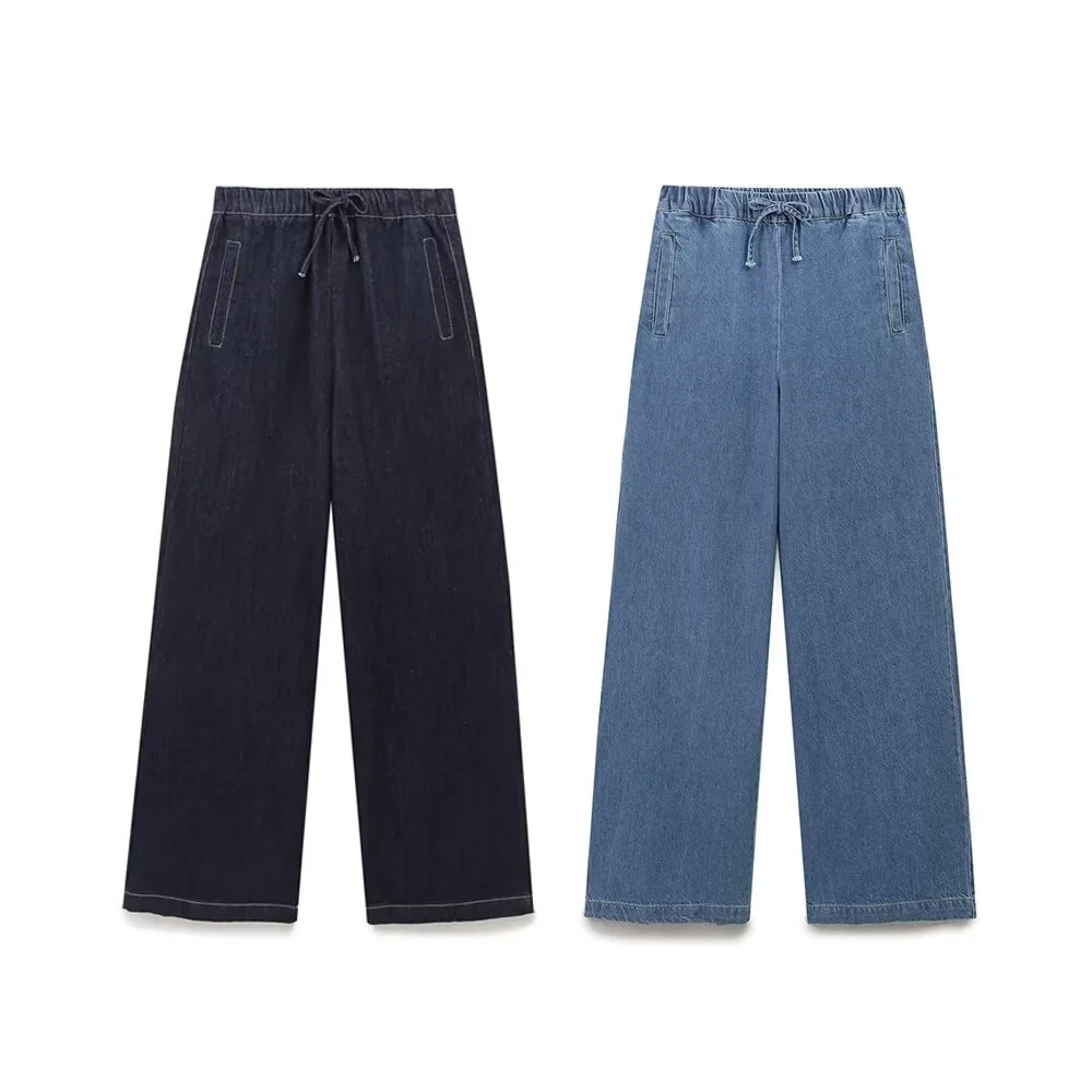 

BM&MD&ZA 2024 early autumn new women's simple and fashionable high-end straight-leg casual jogging jeans