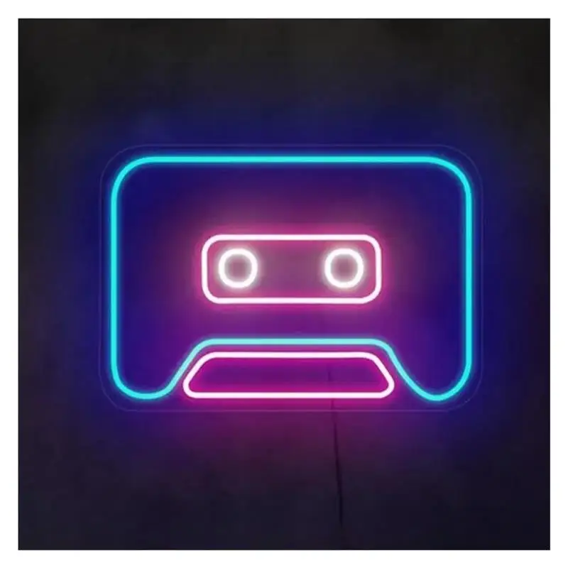 Cassette Tape Neon Sign For Music Bedroom Bar Beer Man Cave Room Home Wall Art Decor Night Light USB Powered 40cmx28cm