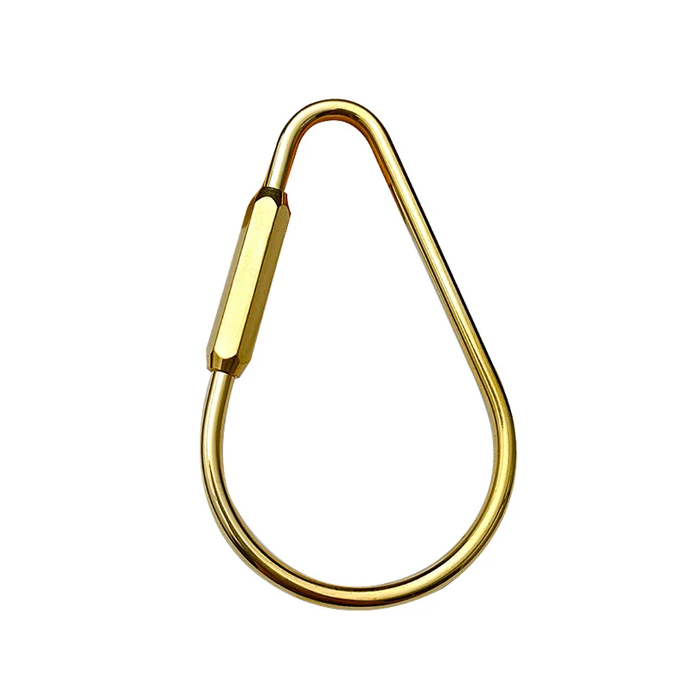 Brass Keychain With Lock D Key Chain Gold Color Camping Carabiner Survival Camping Equipment Buckles Hooks Key Ring Accessories