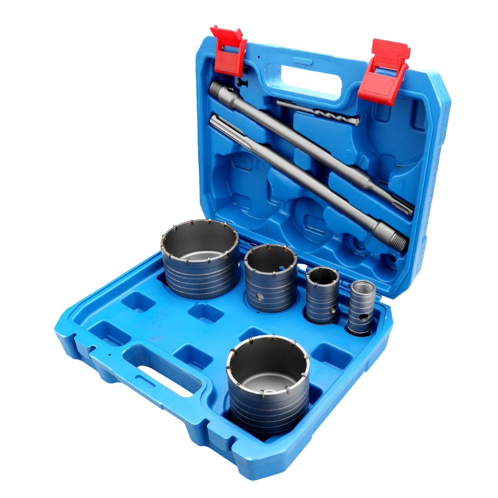 9Pcs set Wall Opener Set 30/40/65/80/100mm Hard Alloy Drill Bit Concrete Brick Wall Drilling With 300mm SDS PLUS/MAX Link