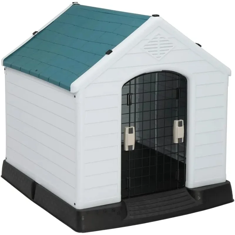 

Small to Medium Dog House Water-Resistant Plastic Indoor Outdoor Kennel with Accessory Door for Pets
