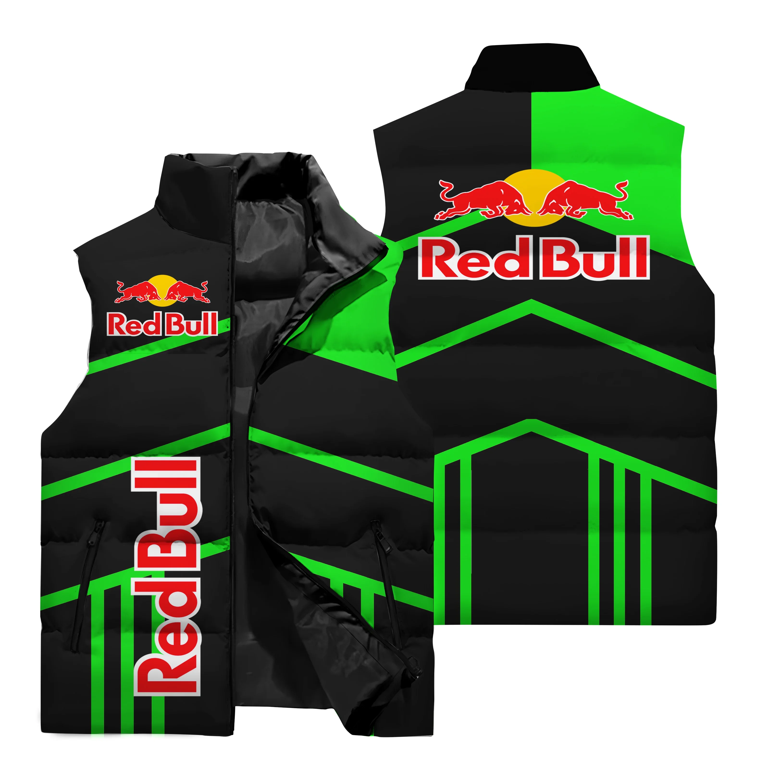 Red Bull Racing ärmellose Jacke, Red Bull 3D-gedruckte modische Herrenweste, lässige Outdoor-Sportweste, Red Bull-Kleidung