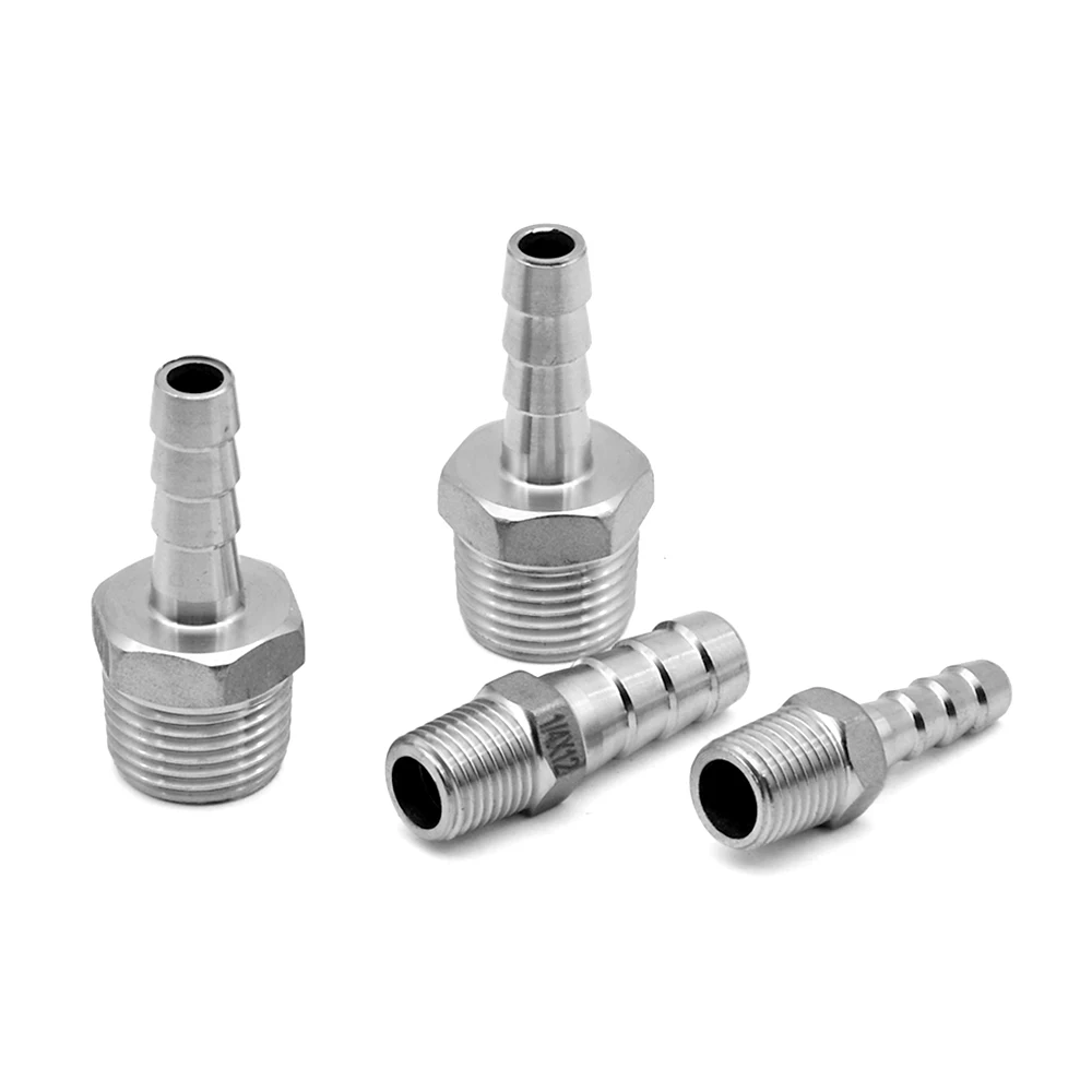304 Edelstahl BSPT/ZG/NPT Außengewinde auf Pagoden-Steckanschluss Schlauchreduzierer 1/8"1/4"1/2" 3/4" Pneumatischer Flüssigkeitsrohranschluss – Detail 5