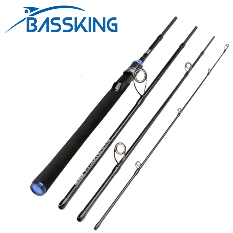 BASSKING 4 Section Spinning Fishing Rod 2.1m 2.4m 2.7m Medium Carbon Fiber Lure Rod for Saltwater EVA Handle Fishing Pole Pesca