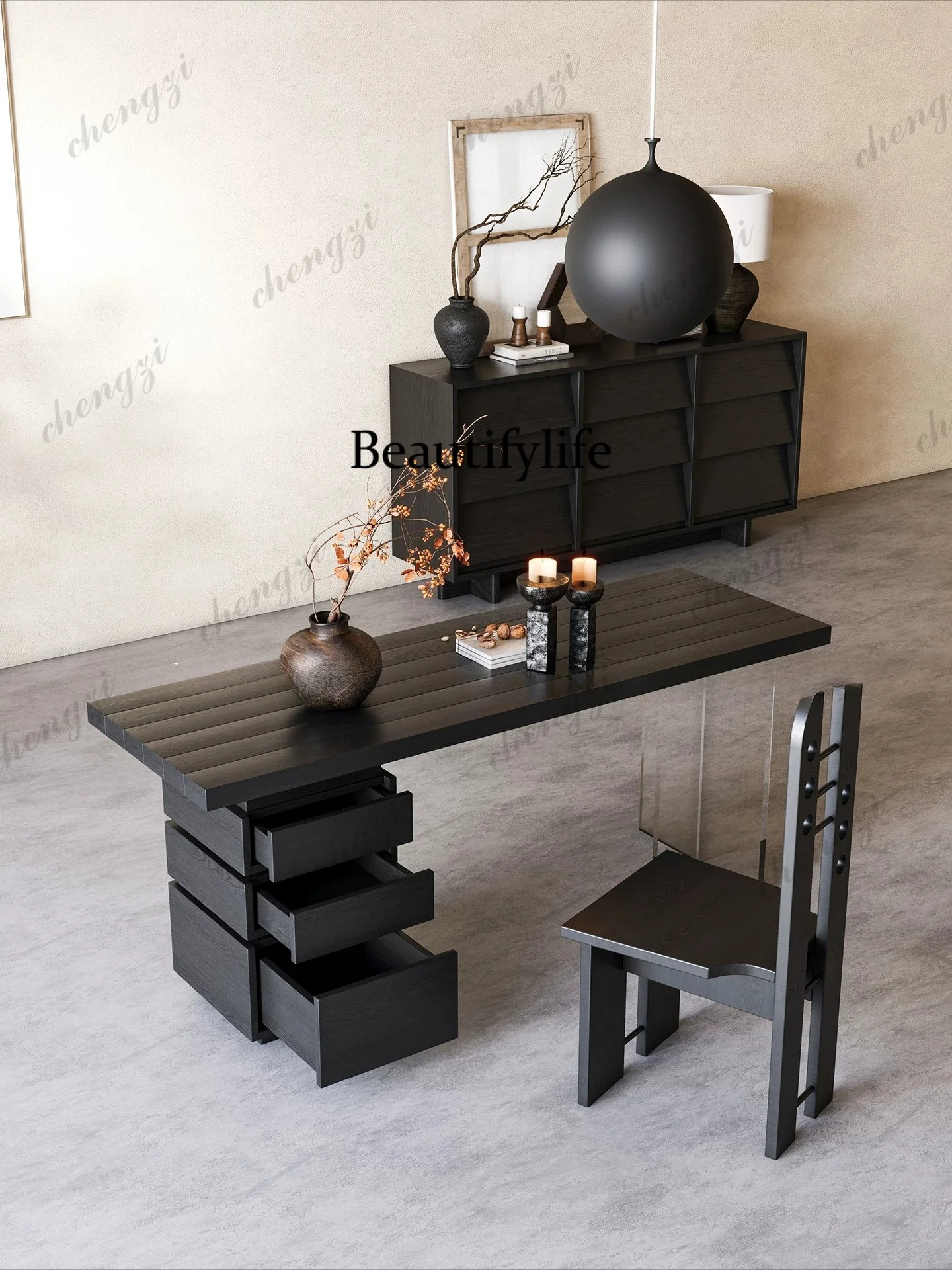 Medieval solid wood desk for home use, writing desk, office, computer desk