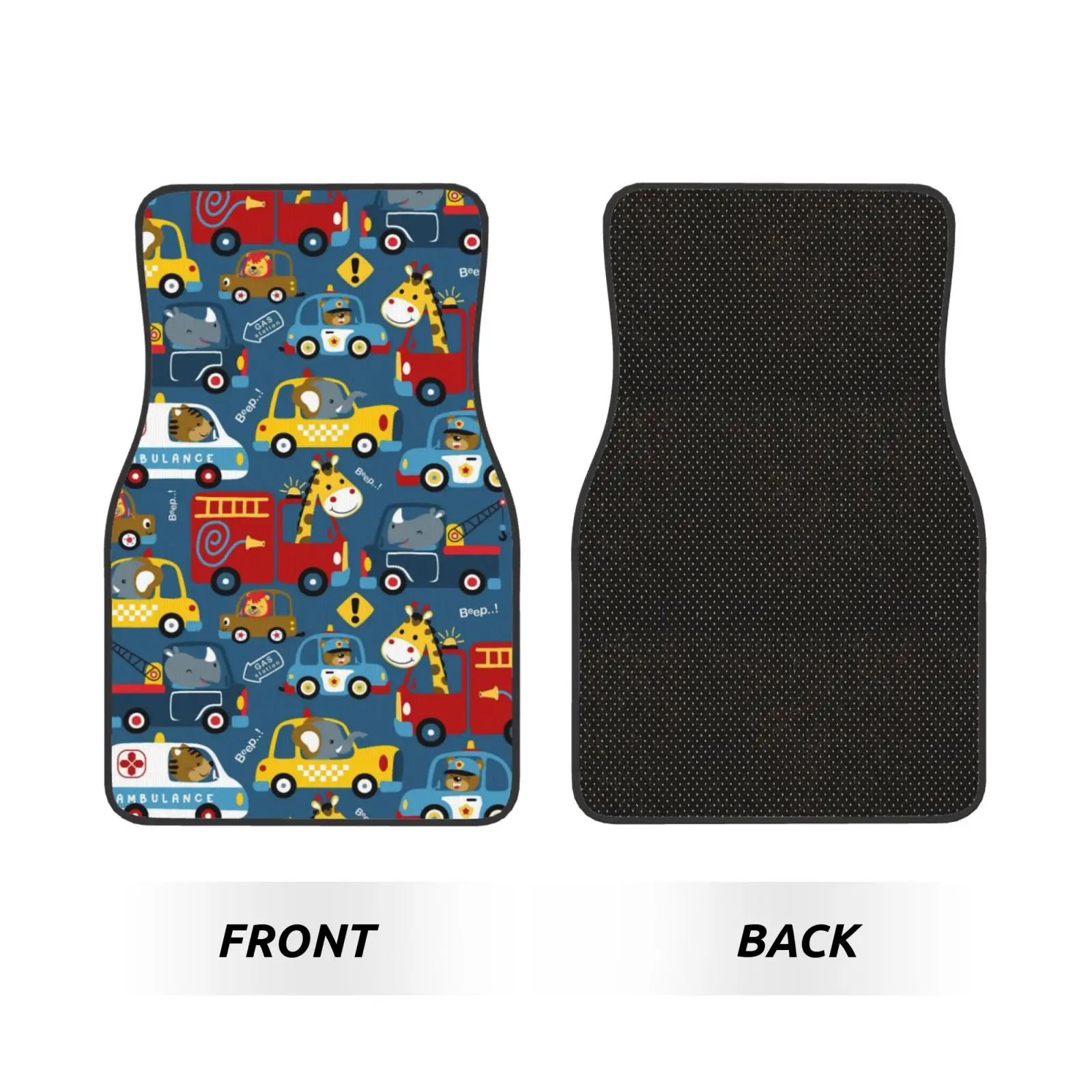 Cartoon Animal Car Pattern Car Floor Mats Set 4 Pcs Front and Rear Foot Mats Carpet Universal Car Accessories for SUV Van Sedan
