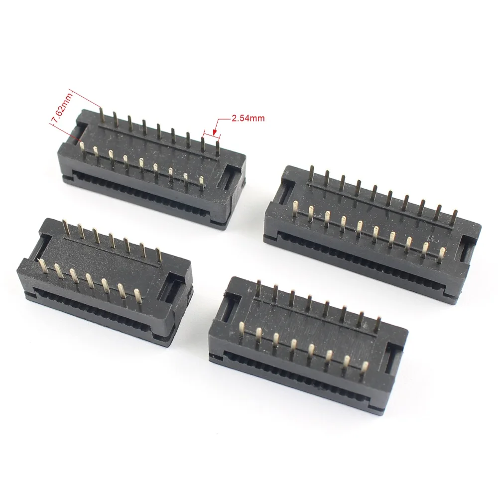 10pcs 2.54mm x 7.62mm Pitch 3100 14 16 20 Pin Male Header FD IDC Socket Cable Connector 3100-14P 3100-16P 3100-20P