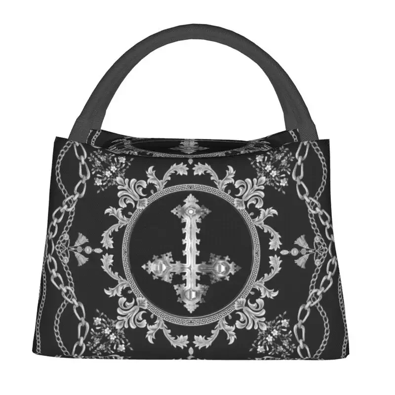 Sac à lunch isotherme au design baroque antichrist pour femme, étanche, gothique, art gothique, glacière thermique, boîte à bento, plage, camping, voyage