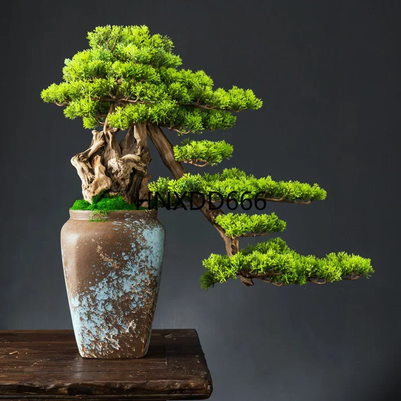 Simulated Welcome Pine Bonsai Bottle False Tree Red Maple Potted Plant