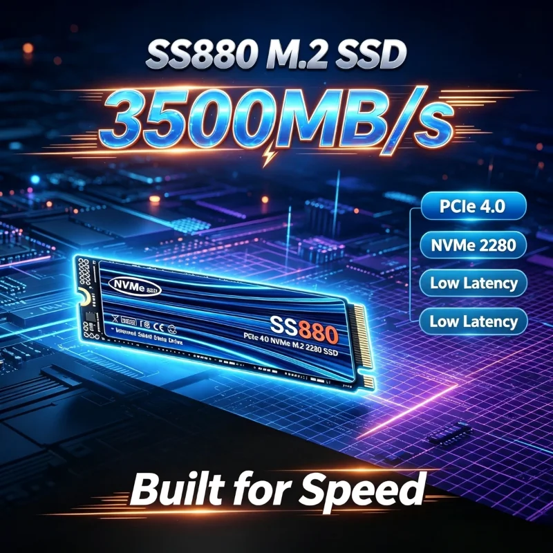 SS880 NVMe M.2 SSD 500GB 1TB 2TB 4TB PCIe 4.0x4 3500MB/s TLC 3D NAND 2280 Unidade de Estado Sólido para Jogos para Laptop PS5 Desktop PC