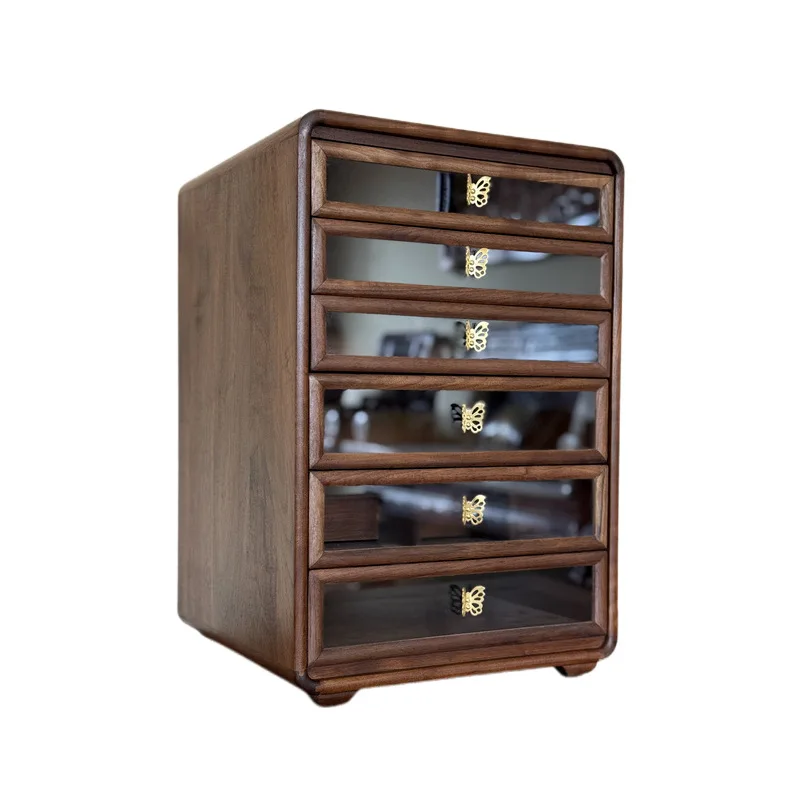 Black Walnut Solid Wood Tea Set Dental Cabinet Storage Drawer Type Household Cup Multi-layer