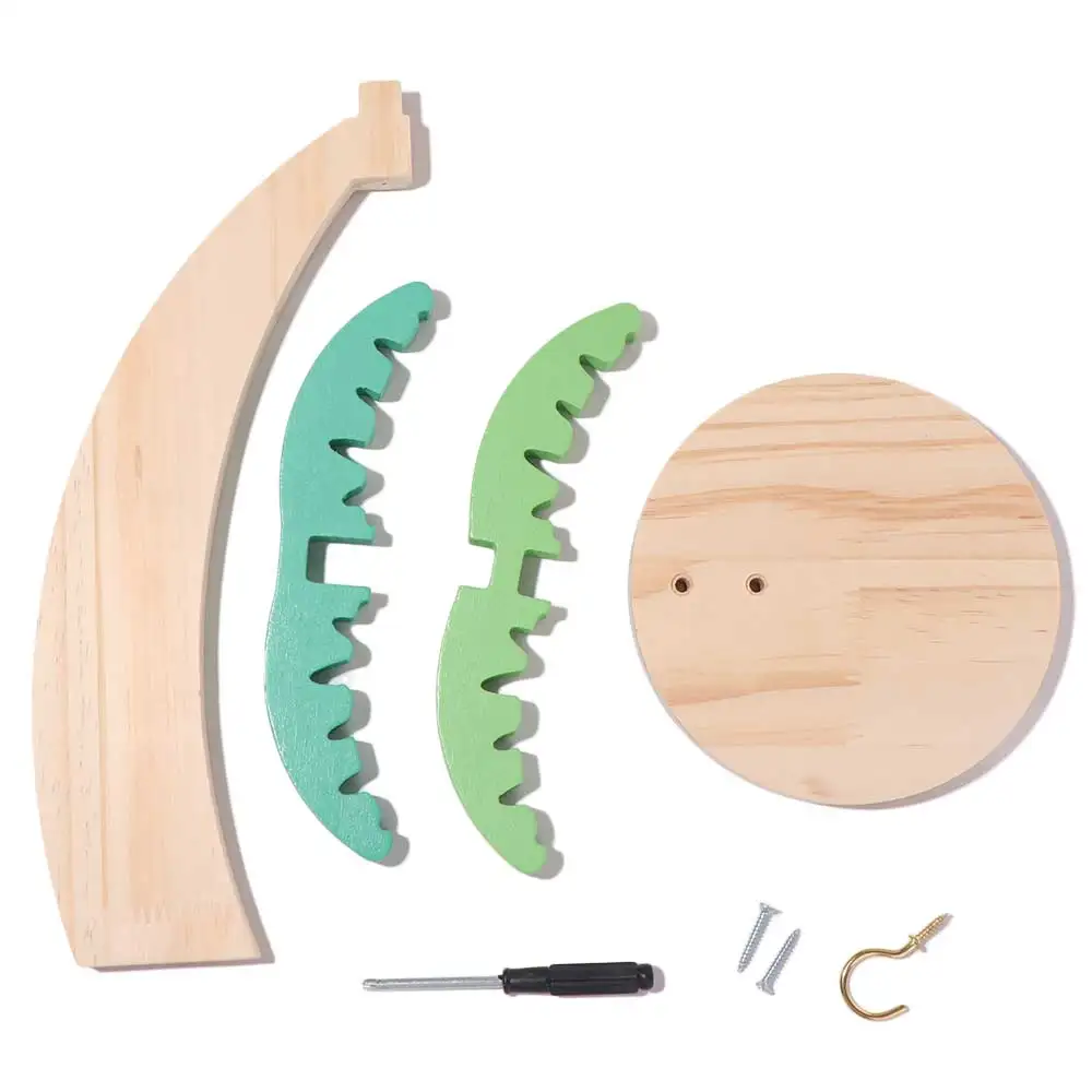 

Keep Bananas Fresh Wooden Banana Rack Creative Space Saving Fruit Display Hanger Simulated Leaf with Hook Hanging Kitchen Rack