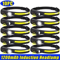 1-10PCS LED Indication Headlamp Rechargeable Head Flashlight 1200mah Built in Battery Outdoor Camping Fishing Headlight Lantern