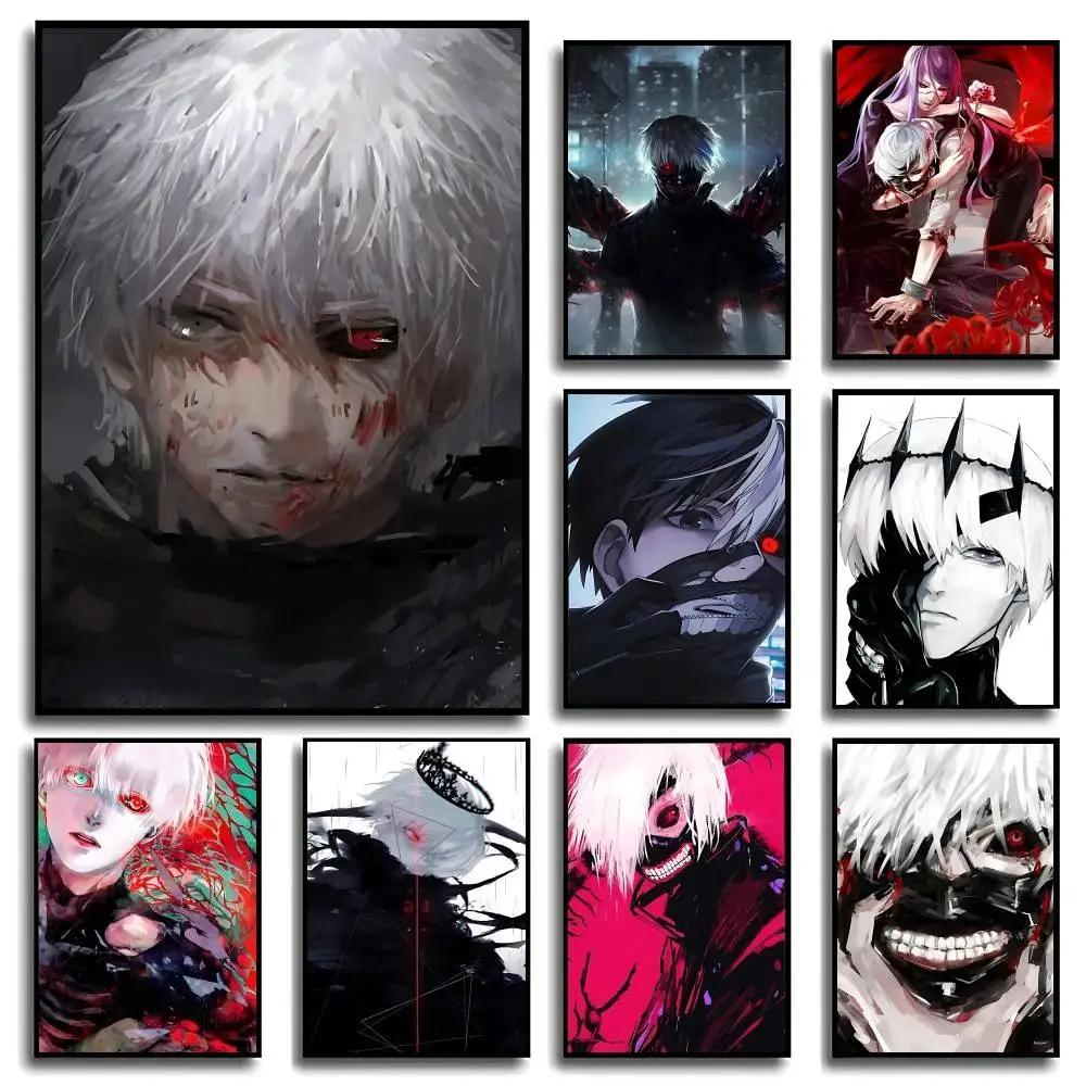 Anime T-TokyoS G-GhoulS K-KanekiS Poster Paper Print Art Painting Decoration Posters Living Room Quality Canvas Vintage Style