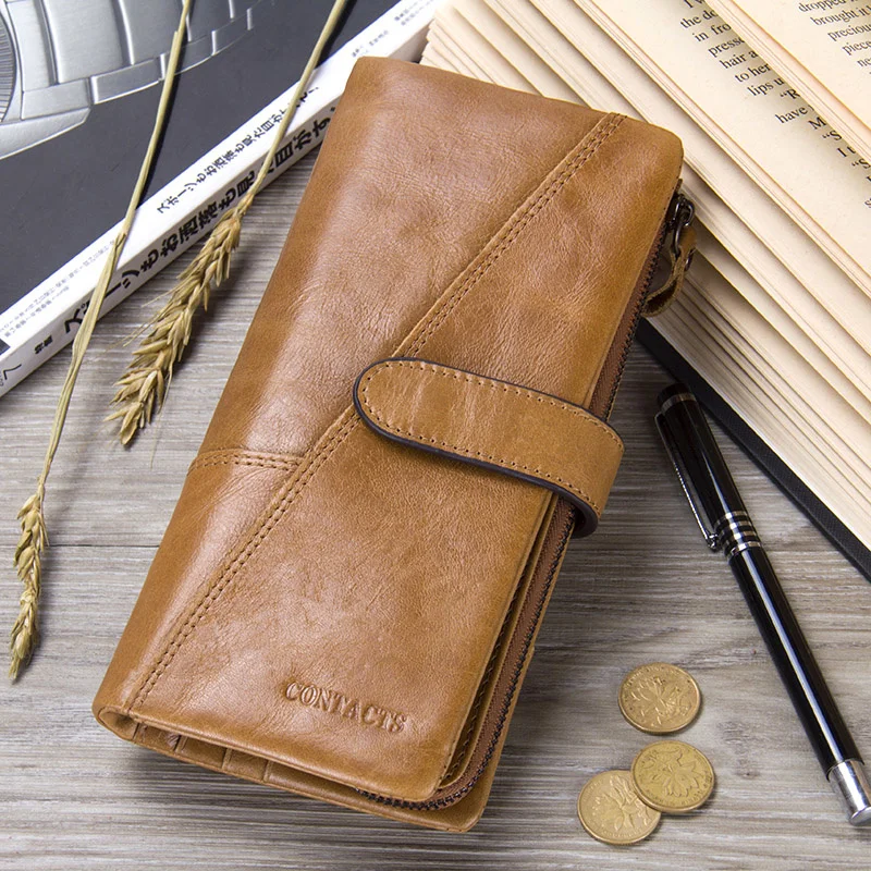 

Retro luxury Genuine Leather Women Men Wallets High Quality Brand Design Zipper Wallet Womens Purses For Card Holders