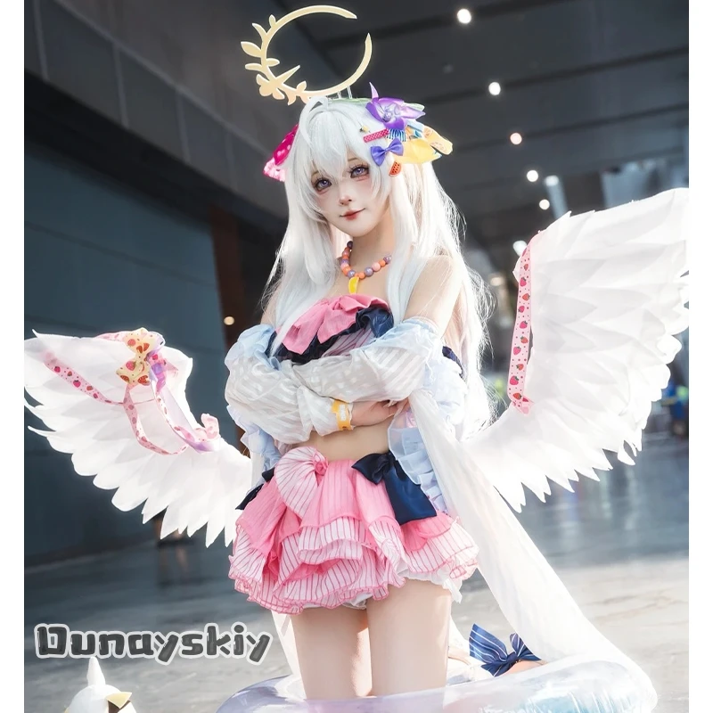 CR6.16*Shirasu Azusa Anime Blue Archive Cosplay Costume Beach Shirasu Azusa Pink Dress HalloweenCarnival Sweet Swimsuit Coat New