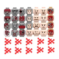 Military Building Blocks Solider Figures Gifts Toys Accessories Blood Model Injured Face Expression Zombie Heads MOC Mini Bricks