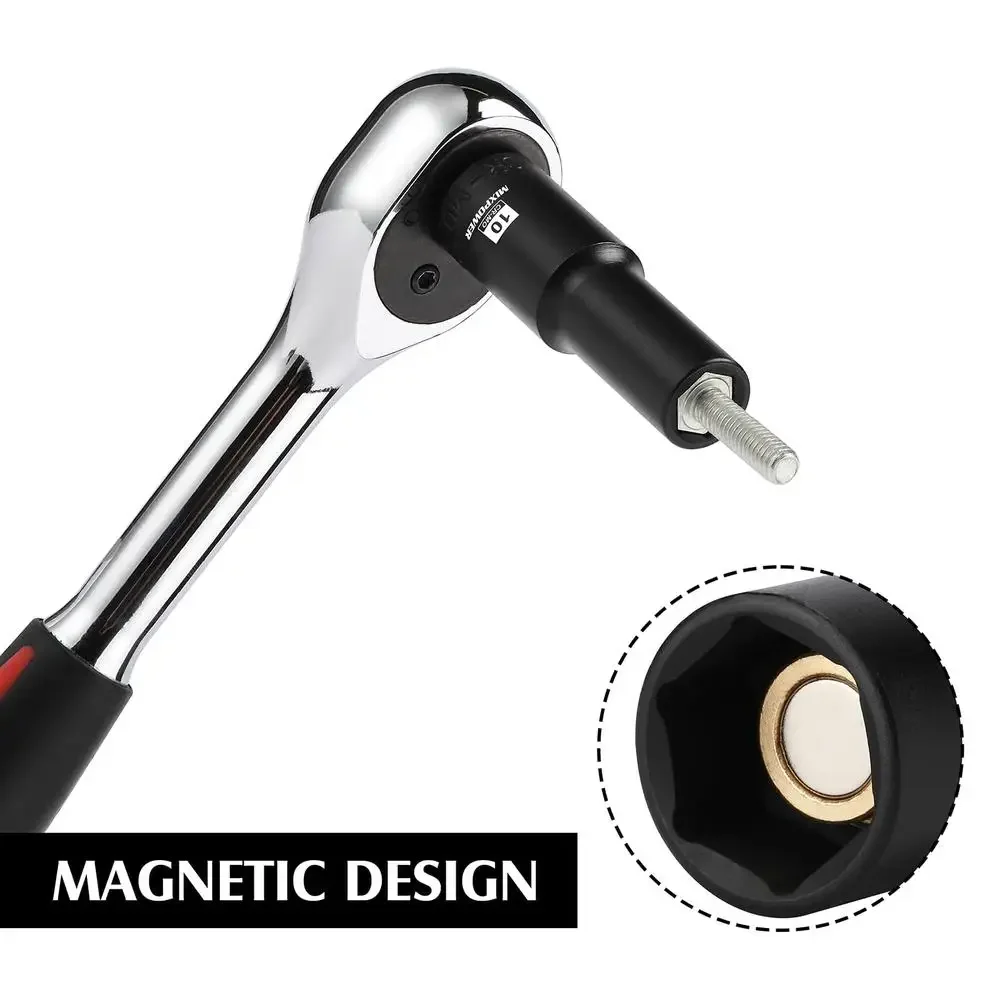 مجموعة مقابس التصادم المغناطيسي العميق 13 قطعة 6 نقاط 7-19 مللي متر متري CR-MO قضبان التخزين قسط الكروم الصلب نصف القطر الزاوية تصميم