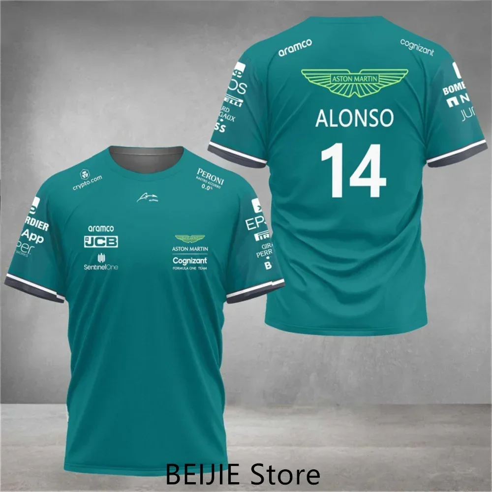 Aston Martin 2023 F1 Team T-shirts, Spanish Racing Driver Fernando Alonso 14 And Stroll 18 Hot Sale 3D Kids T-shirts