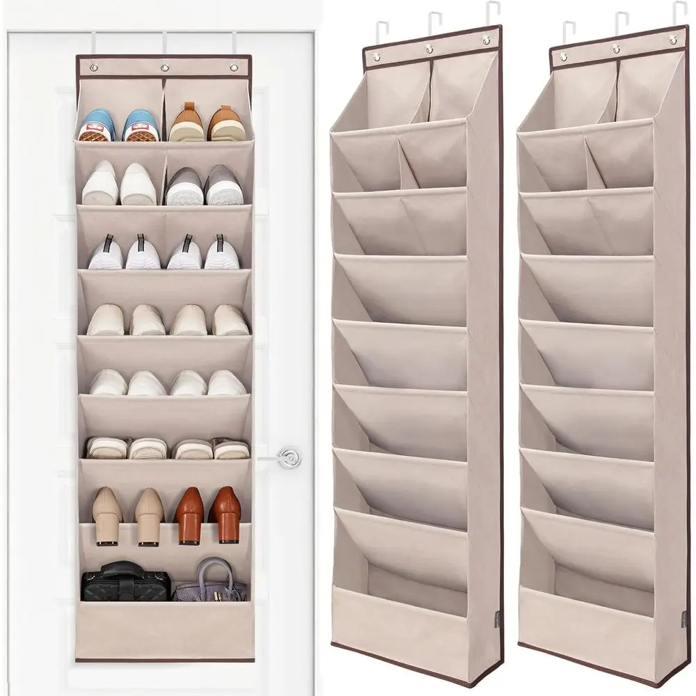 

Large Deep Hanging Shoe Organizer Shoe Rack Door Closet Shoe Organizer or Wall, Dorm & Narrow Door Storage Shoe Holder Oat Beige
