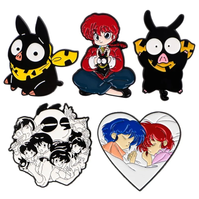 Cute Q Version Cartoon Girl Black Pig Panda Enamel Pins Anime Figure Lapel Brooch Backpack Hat Clothes Daily Outfit Decor Badges