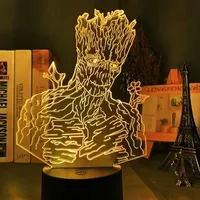 3D Anime LED Anime Avengers Galaxy Tree Man Baby Groot Model Toys Lamp
