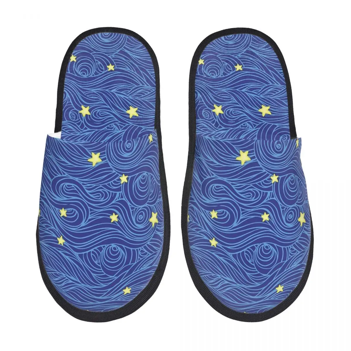 Custom Van Gogh Starry Night Clouds Memory Foam Slippers Women Soft Warm House Slippers