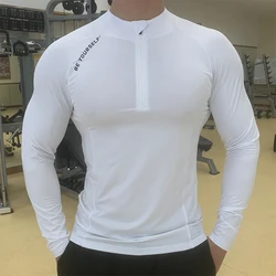 Autumn winter Long Sleeve Men Running Fitness T shirt breathable Quick Dry Thin outdoor Sports Bodybuilding Training Shirts