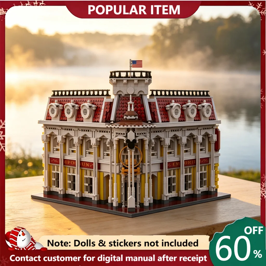 3493PCS MOC Retro European Town Commercial Building Model Building Blocks Modular Street View Bricks DIY Assembly Display