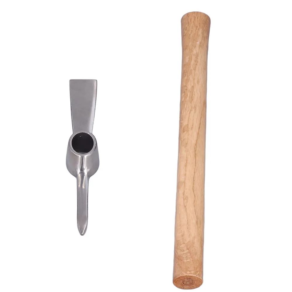 Durable Stainless Steel Hand Cultivator Wooden Handle Dual Head Garden Hoe Detachable Design Silver Garden Mattock