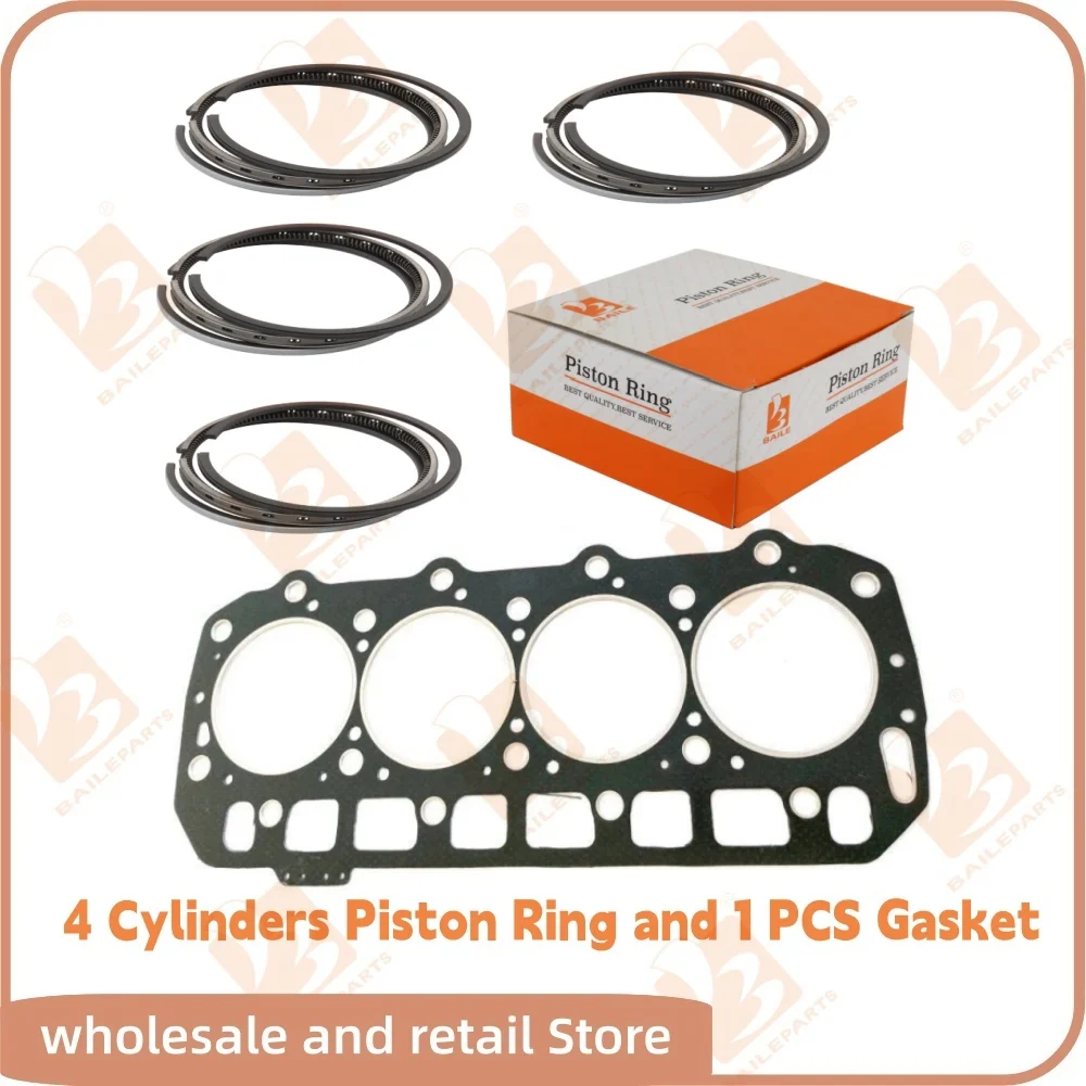 

4TNE92 4D92E For Yanmar Diesel Engine 4 Cylinders Piston Ring 92*2HK+2+3mm Cylinder Head Gasket Overhaul Rebuild Kit Spare Parts